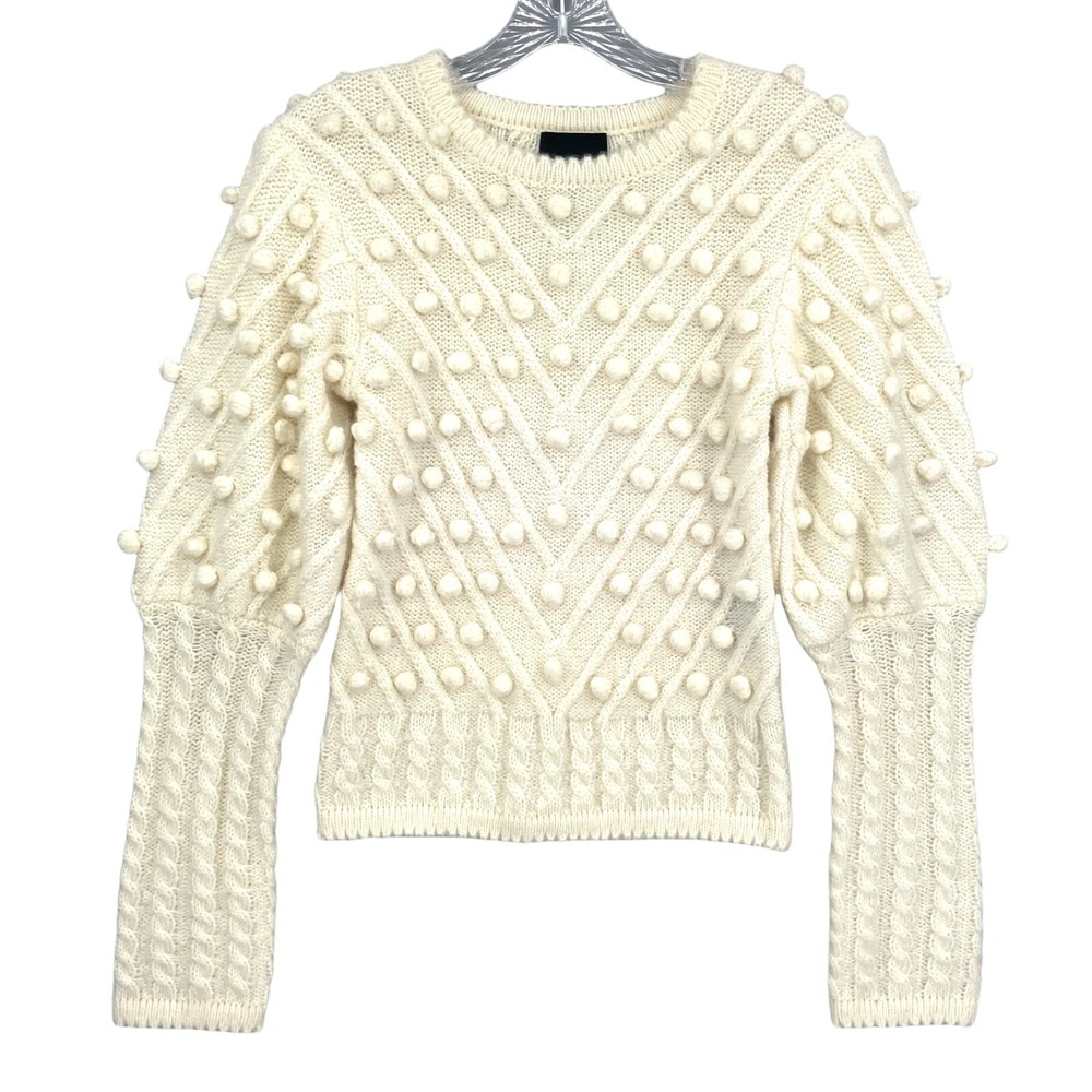 Hotel Particulier Sweater XXS Pom Knit Pullover Ivory Mutton Sleeve Mohair Italy